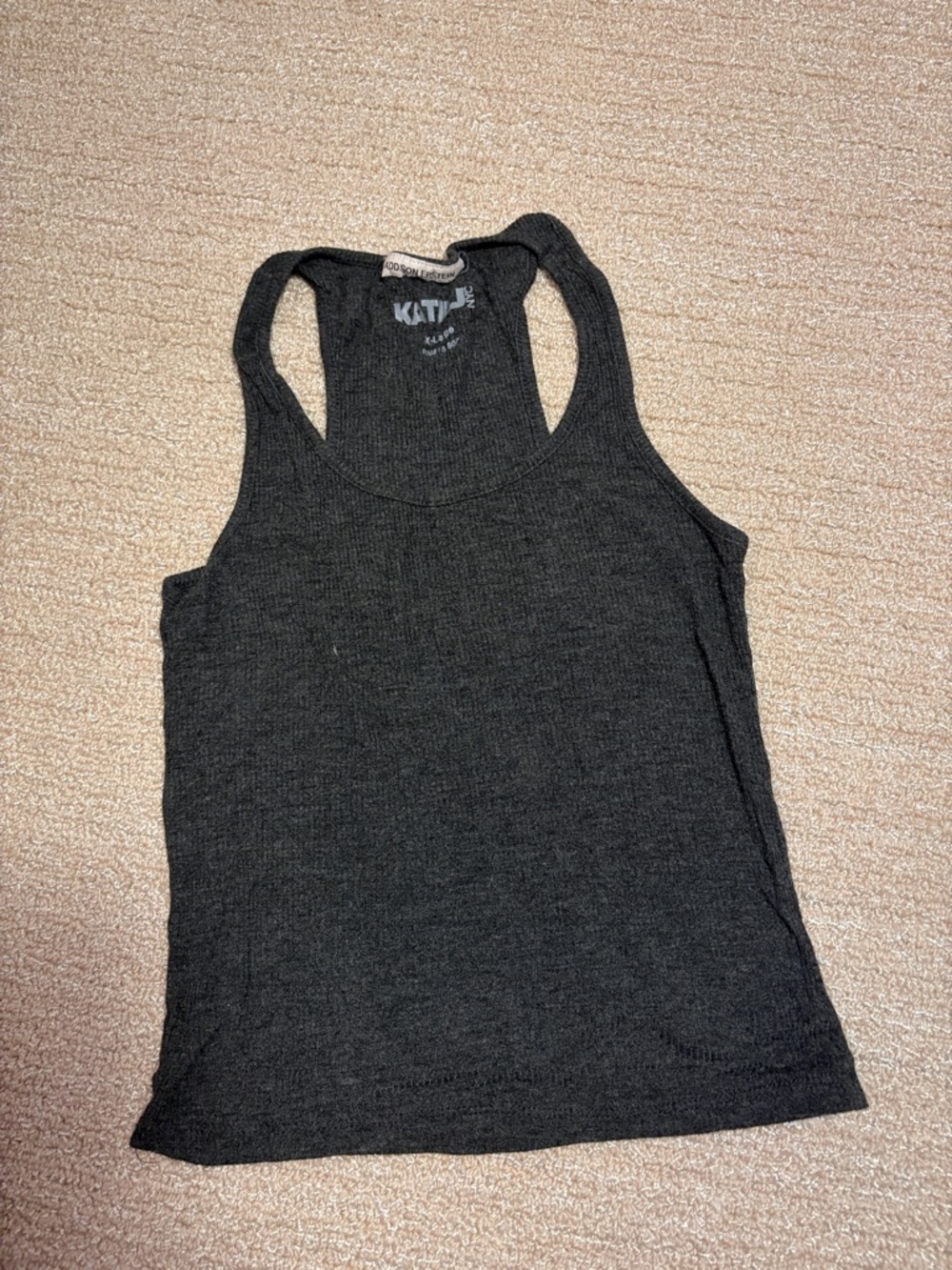 Katie J NYC Black Ribbed Racerback Tank